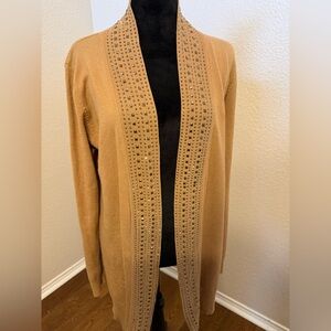 Vila Milano Studded Open Front  Cardigan Embellished~ Spice Color~ Size S